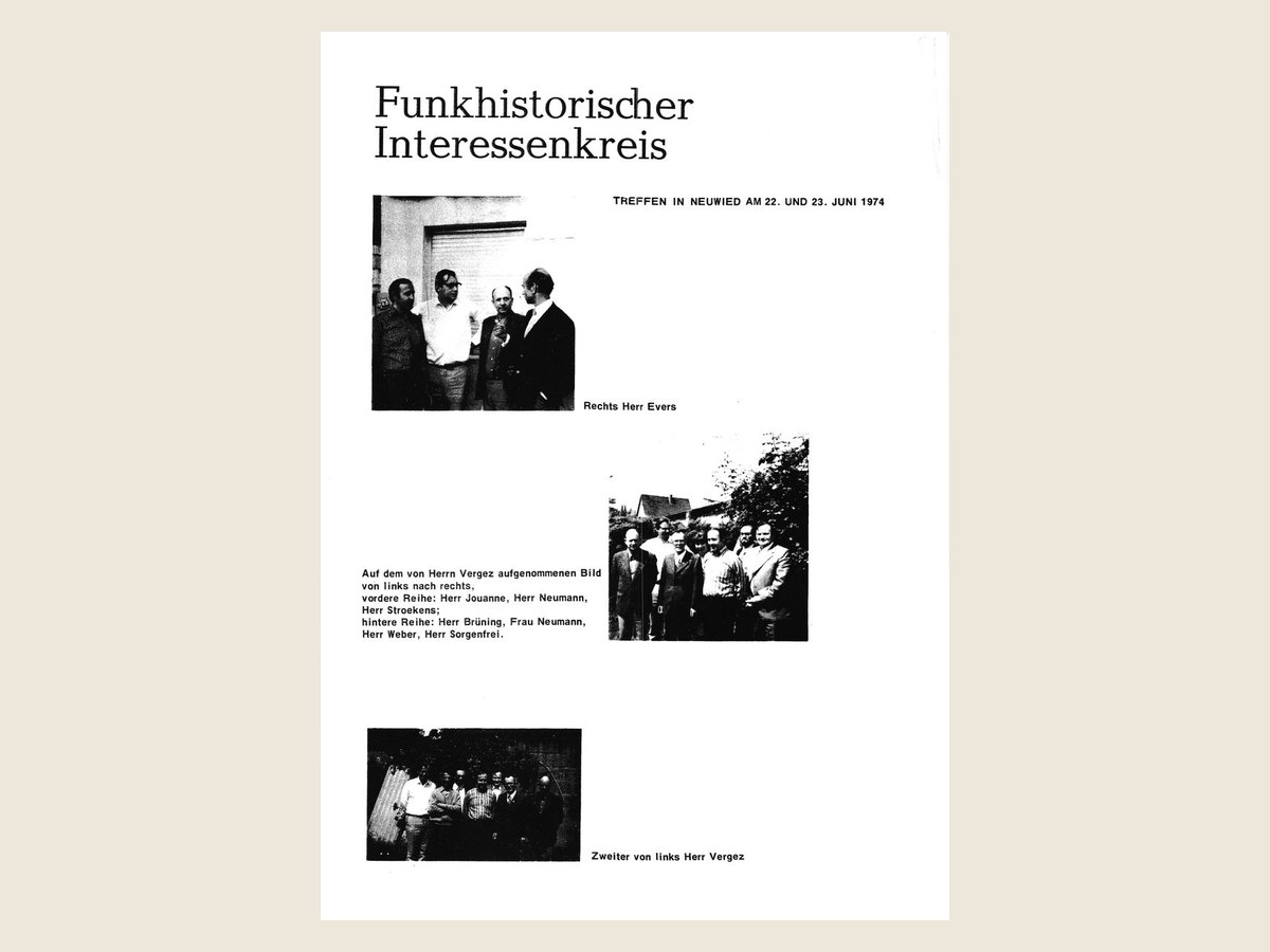Historisches Dokument aus der Zeit des Funkhistorischen Interessenkreises