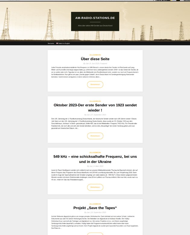 Historische Startseite von am-radio-stations.de