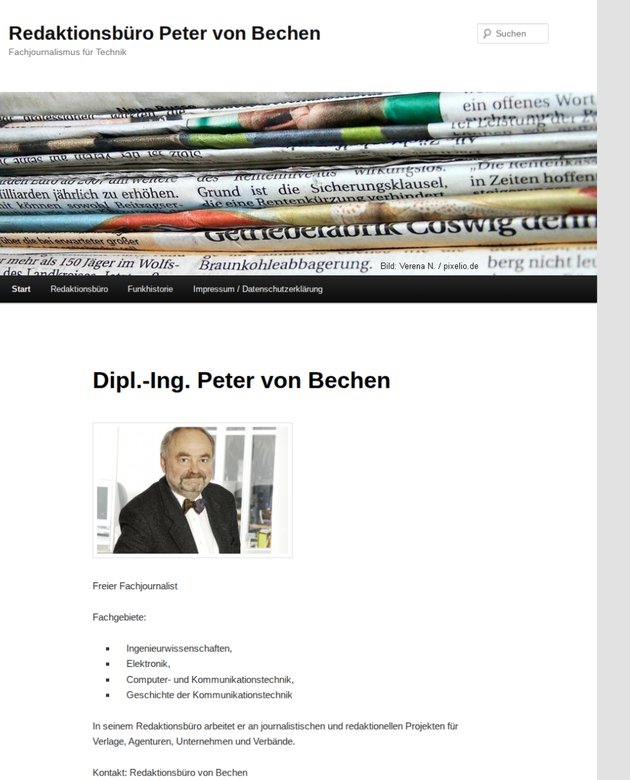 Archivierte Webseite des Redaktionsbüros Peter von Bechen